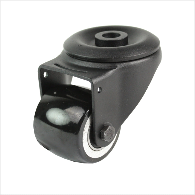 50 mm mini heavy-duty castor - black swivel castor with bolt hole