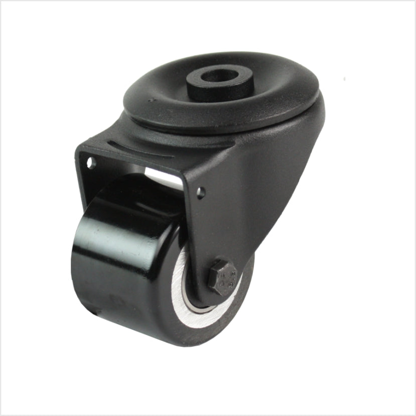 50 mm mini heavy-duty castor - black swivel castor with bolt hole