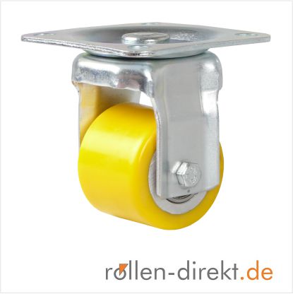 50 x 40 mm fixed castor with polyurethane wheel - mini heavy-duty castor
