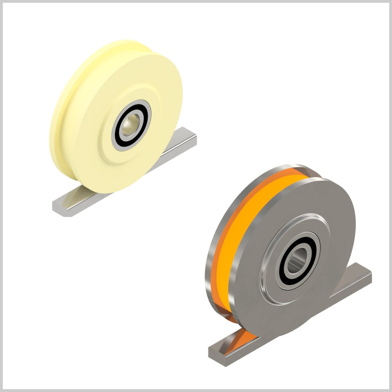 Doppelspurkranzrad aus Stahl mit Stahlschiene.