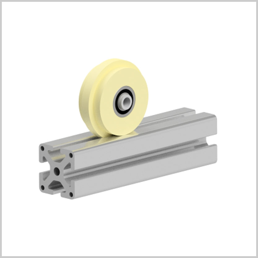 Single track rollers for aluminum construction profiles