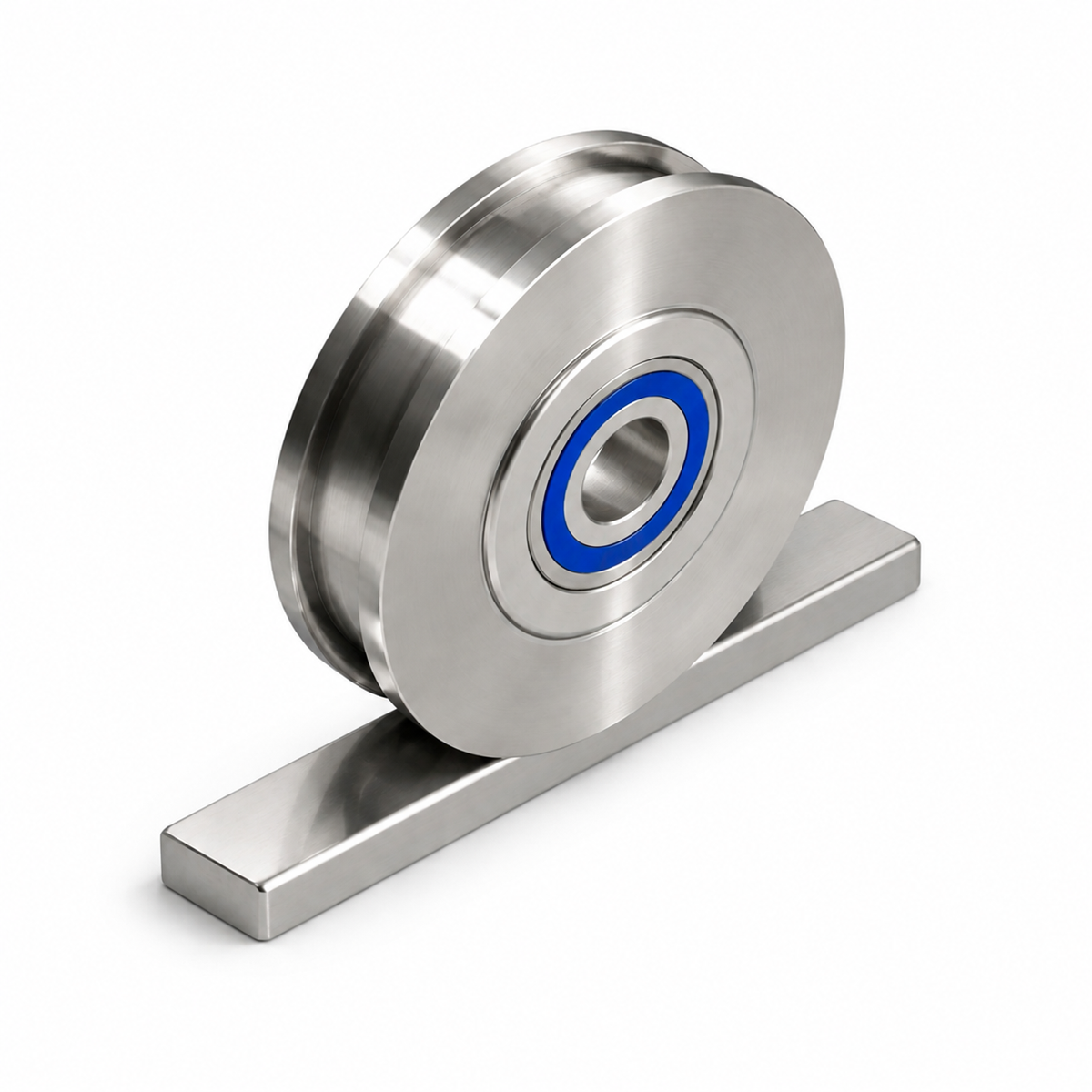 Double-flanged track wheels made of stainless steel 1.4301