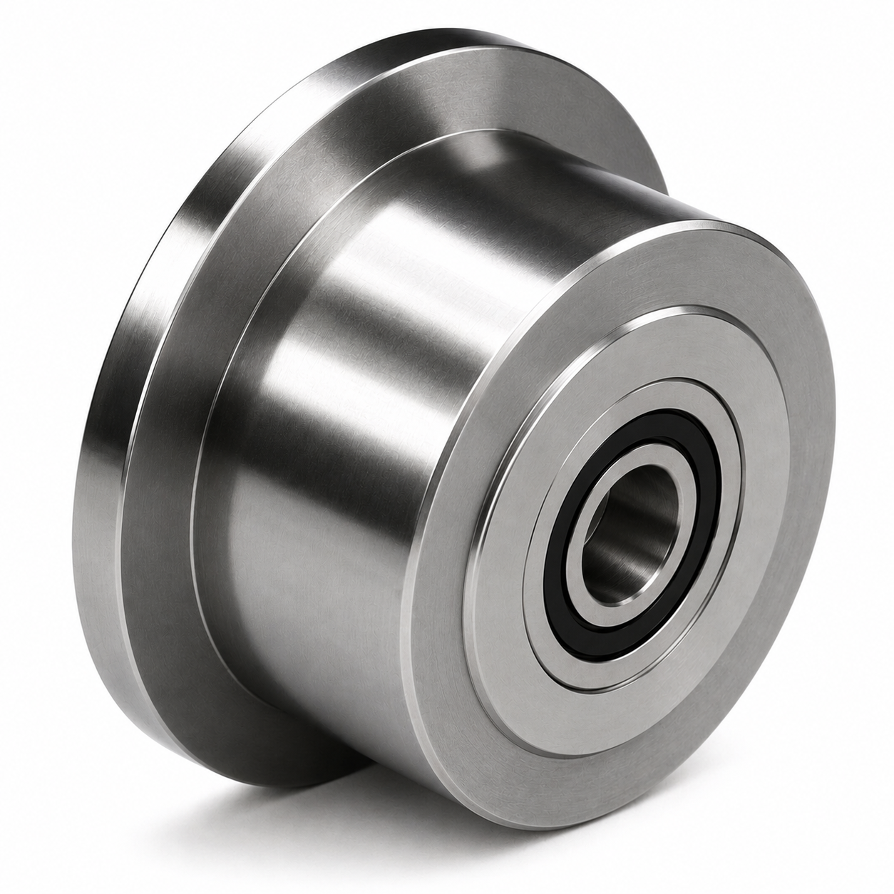 flanged wheel made of steel with ball bearing