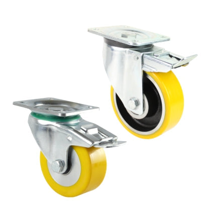 Swivel castors with brakes