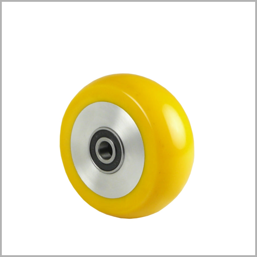 65 × 30 mm polyurethane-wheel with Alu-Vollkern – 200 kg, Kugellager, flat & crowned