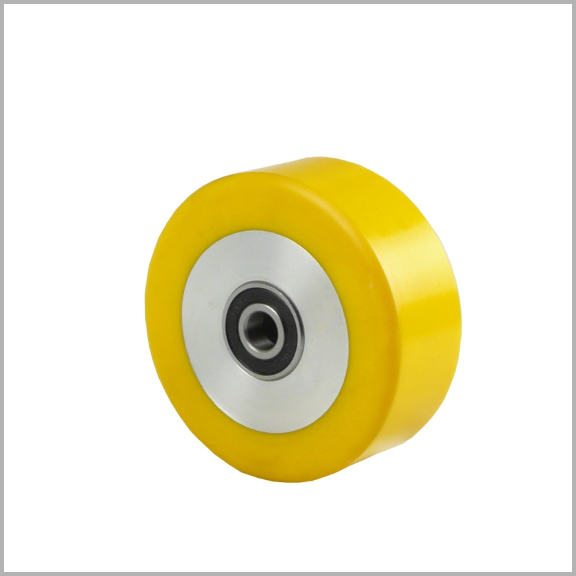 100 x 40 mm polyurethane wheel, ball bearing, aluminum rim, flat shape