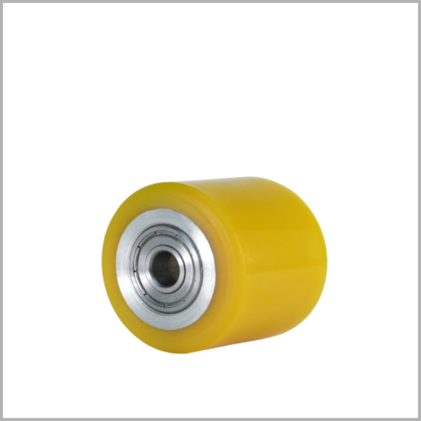 65 × 40 mm heavy-duty-polyurethane-wheel with Alu-Vollkern – 250 kg, Kugellager, flat & crowned
