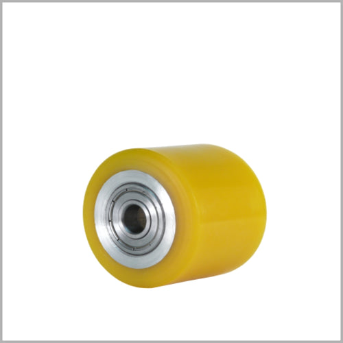 65 × 40 mm heavy-duty-polyurethane-wheel with Alu-Vollkern – 250 kg, Kugellager, flat & crowned