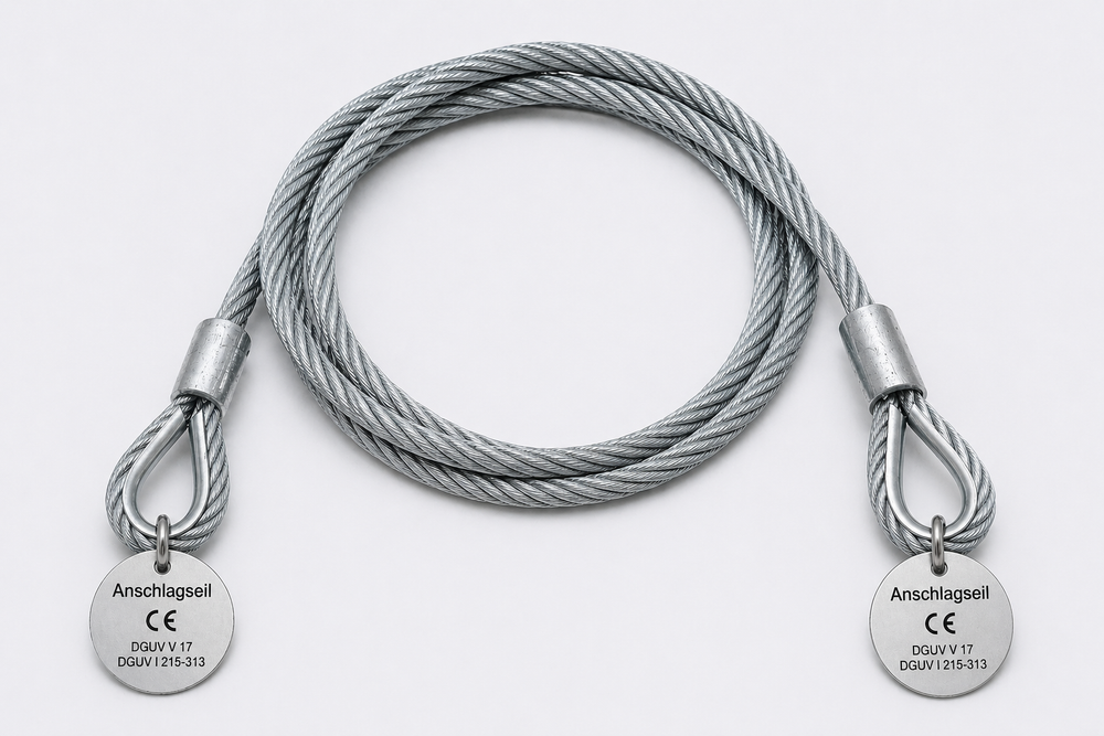 Sling wire rope 4 mm – galvanized, assembled, with labeling