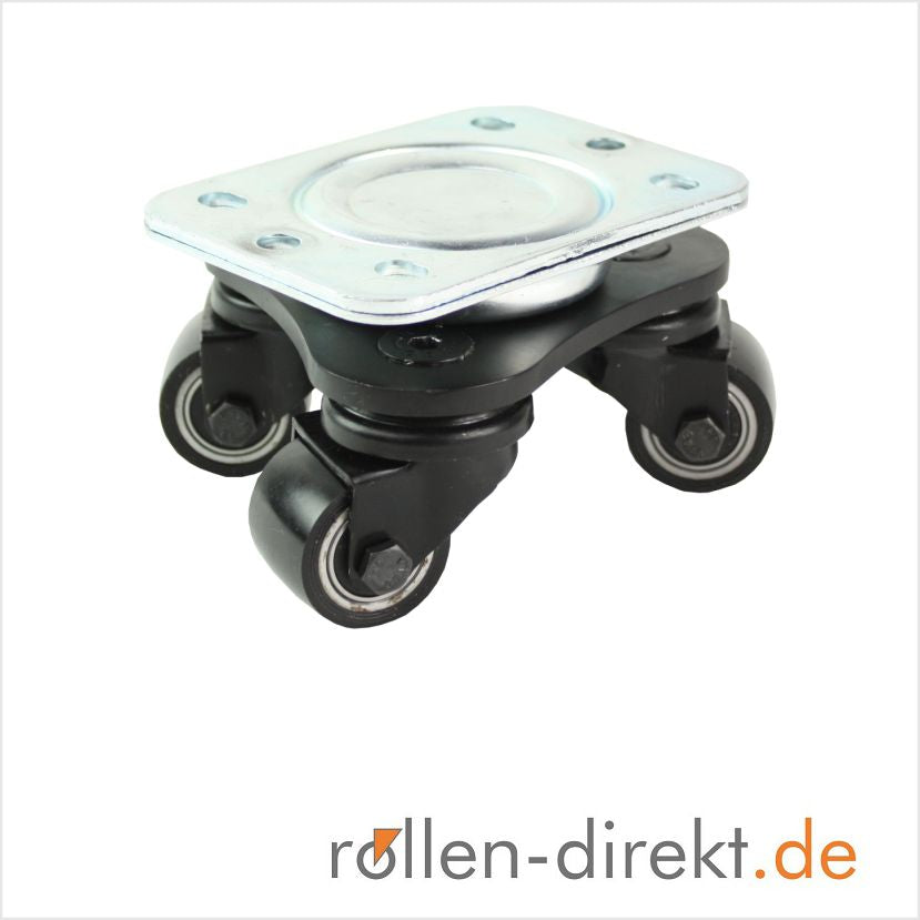 35 mm mini heavy duty swivel with black polyurethane wheel