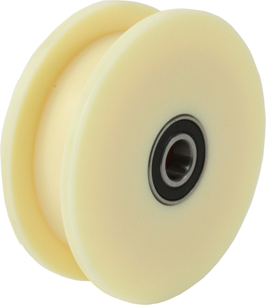 Doppel-Spurkranzrad aus Polyamid-6G, CNC gedreht, mit Präzisionskugellager als Radlager, 2 Stück Kugellager im Rad