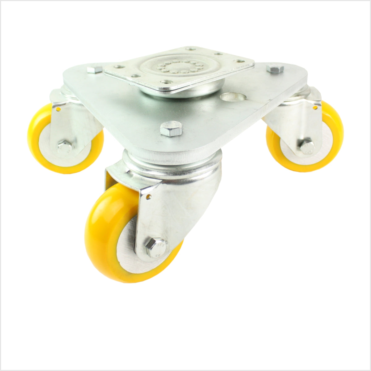 100 mm Drehteller 3 professionell-PU-Lenkrollen, flach, gelb - DRT-TSS/690KFL/100/40