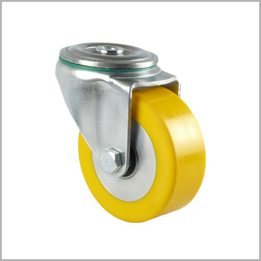 80 mm Lenkrolle Rückenloch PU flach