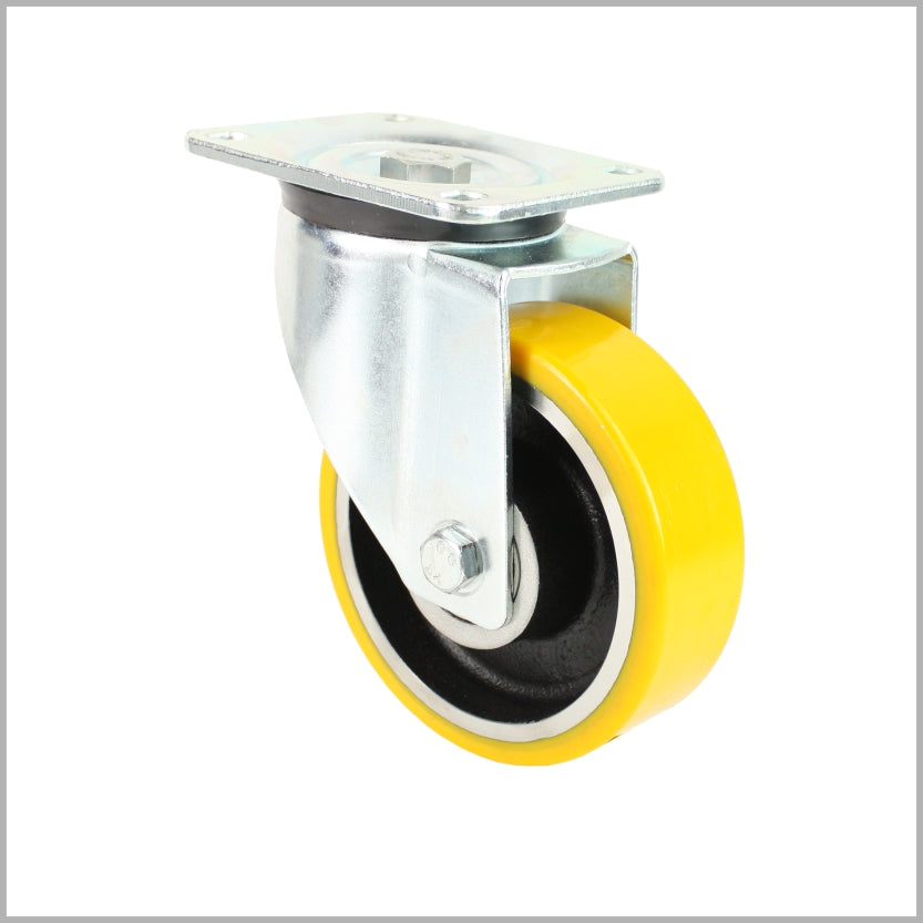 200 mm Schwerlast-Lenkrolle PU-Rad, Stahlfelge, Kugellager - L-L/120K/200/50