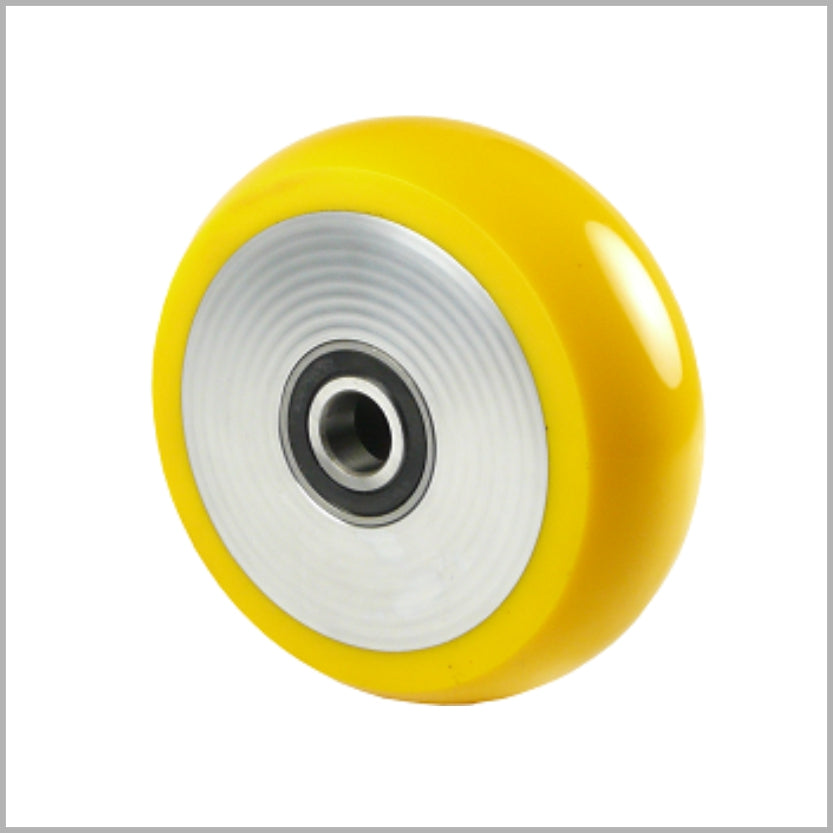 125 x 40 mm polyurethane heavy-duty wheel, ball bearing, solid aluminum core, flat & crowned