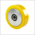200 x 50 mm polyurethane heavy-duty wheel, ball bearing, aluminum rim, flat & crowned