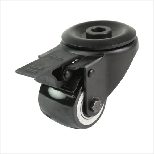 50 mm mini heavy-duty castor - black swivel castor with bolt hole and brake
