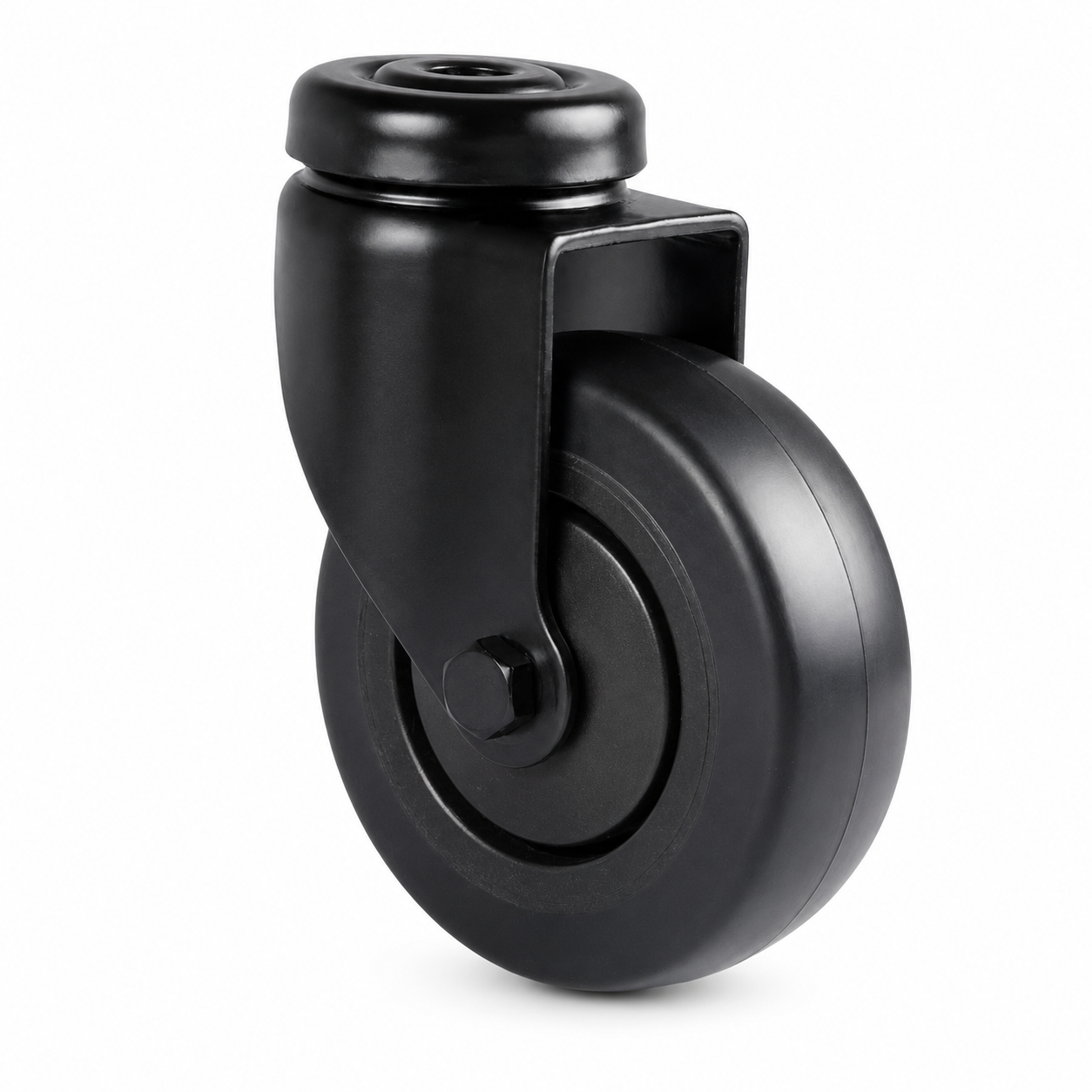 Schwarze Lenkrolle 50 mm mit Rückenloch - die unauffällige Möbelrolle