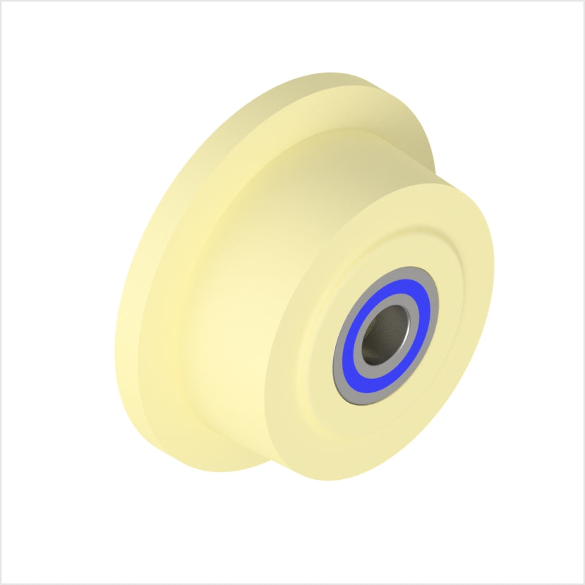 Flanged wheel | 250 x 65 mm | Polyamide 6G | Ball bearings | Hub groove | 3° tread