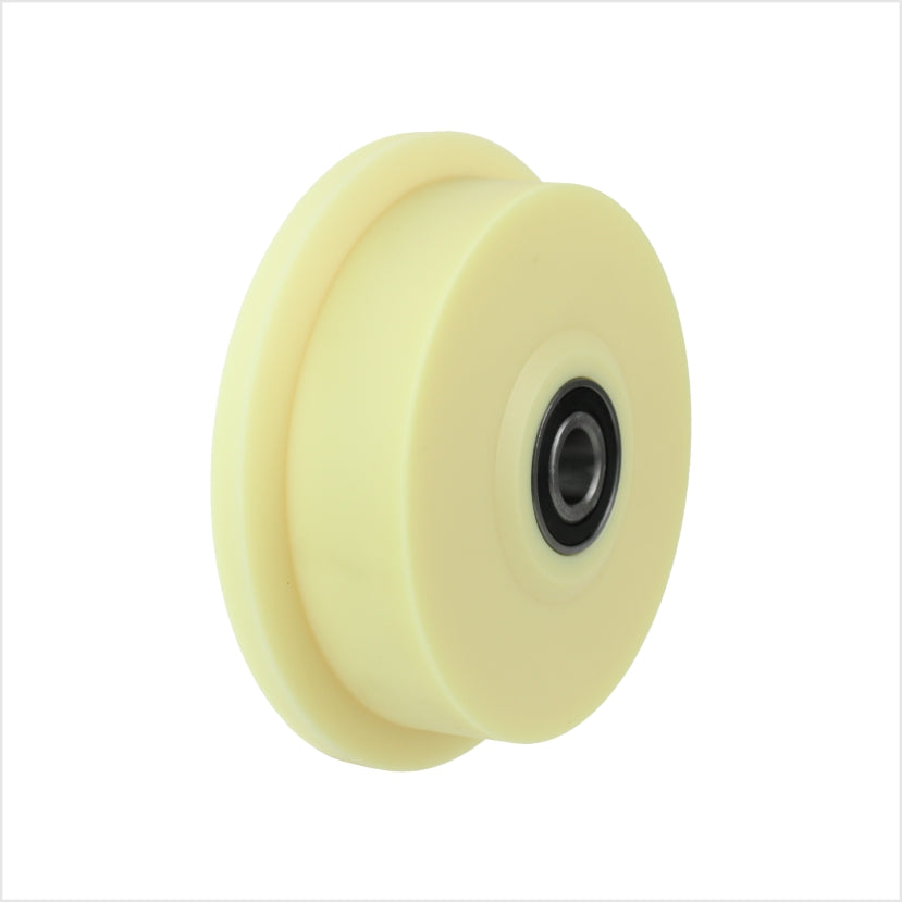 Flanged wheel | 250 x 65 mm | Polyamide 6G | Ball bearings | Hub groove | 3° tread