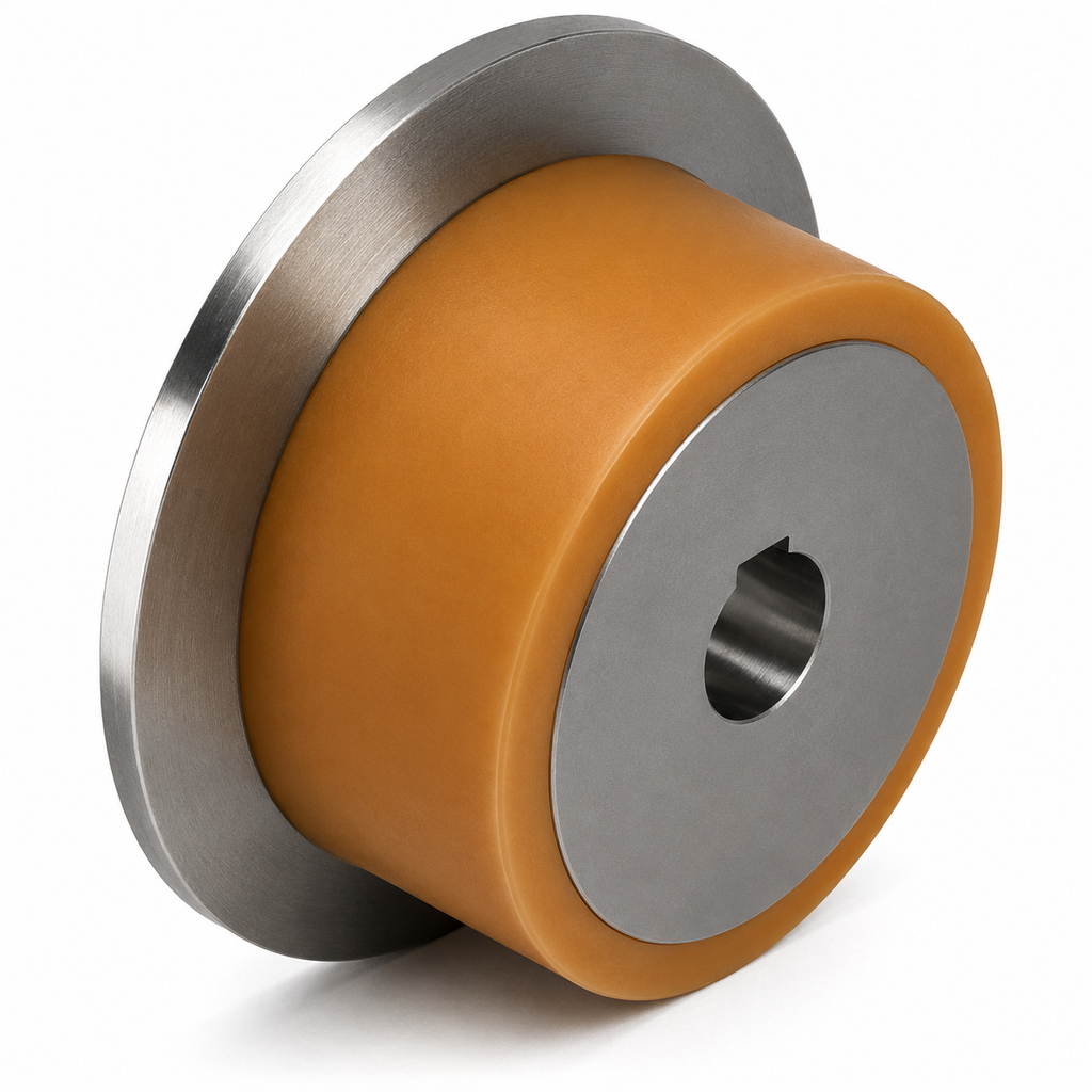 Spurkranz-drive wheel with Vulkollan-Bandage and Nabennut auf Stahlkern