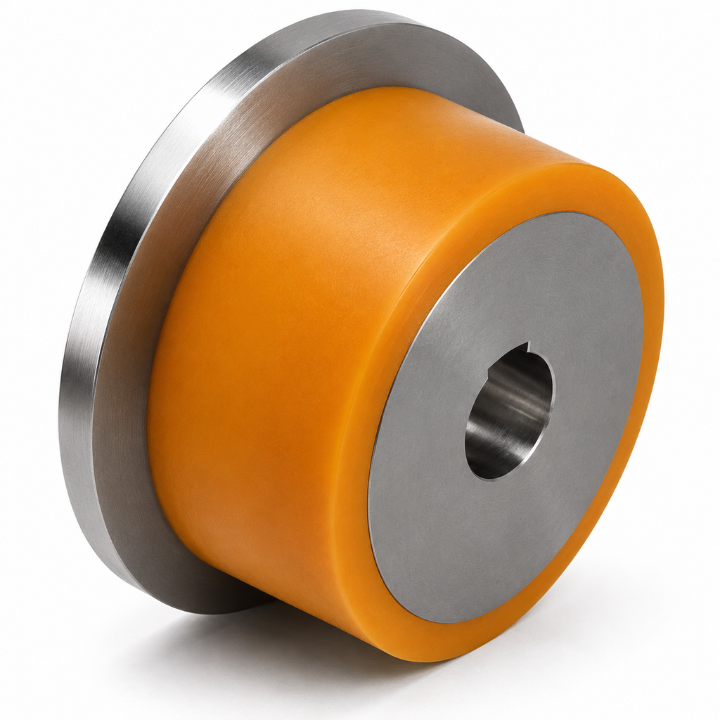 Spurkranz-drive wheel with polyurethane-Bandage and Nabennut auf Stahlkern
