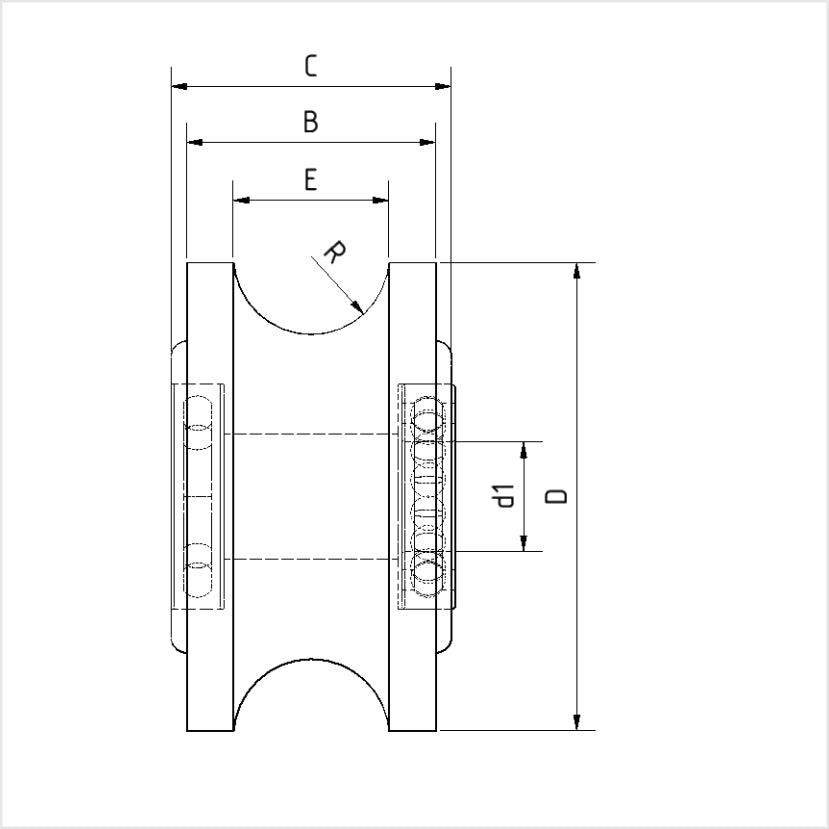 U-Groove Roller | Polyamide 6G | 100x40 mm | for 20-30 mm Round Profile