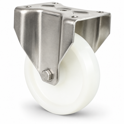 Stainless steel heavy-duty fixed castor 200 mm with polyamide wheel, ball bearing – B-LN/200NK/200/50