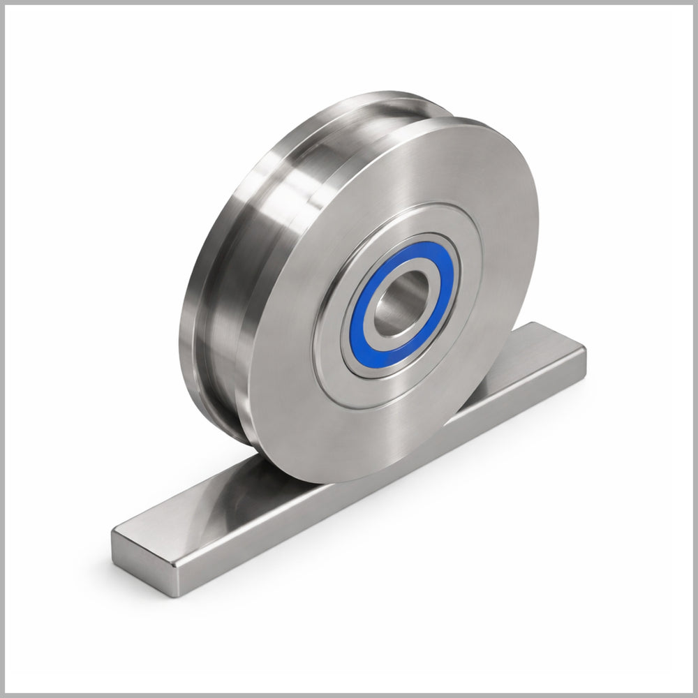 double-flanged wheel made of rostfreiem stainless steel 1.4301 with ball bearing