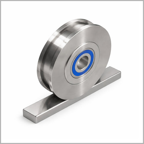 double-flanged wheel made of rostfreiem stainless steel 1.4301 with ball bearing
