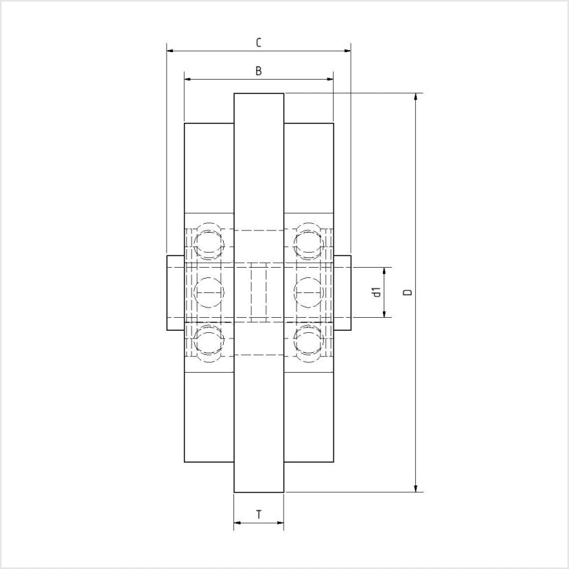 Einspurrad 80×30 mm Polyamid Edelstahl-Kugellager 30-mm-Aluminiumprofil