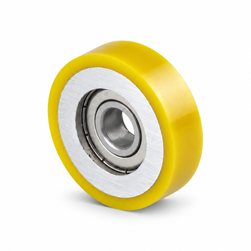 33 × 9 mm Polyurethane wheel with solid aluminium core, flat – series 690