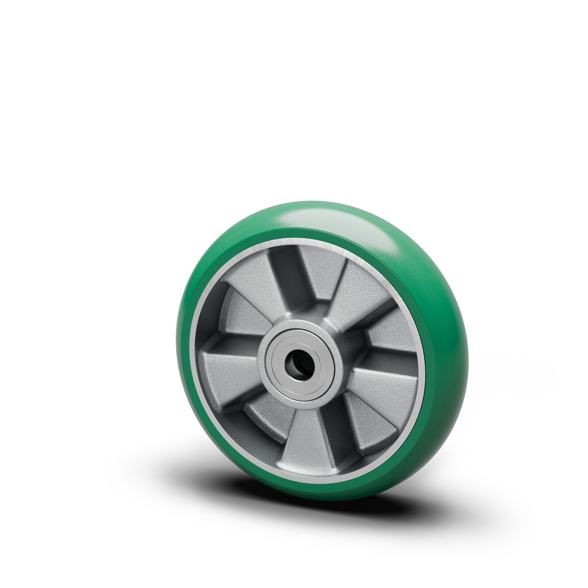 Polyurethan-Rad 160 mm ballig grün, Alu-Felge