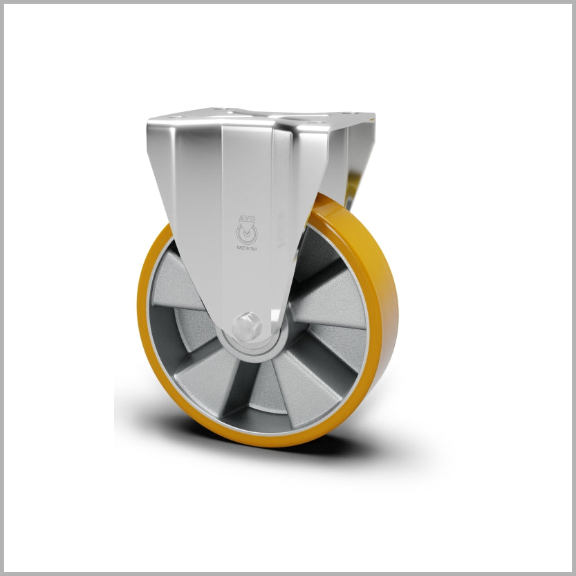 Transport Castors 160 mm with Brake | PU Wheel | Aluminum Rim | Ball Bearing | Storage & Intralogistics