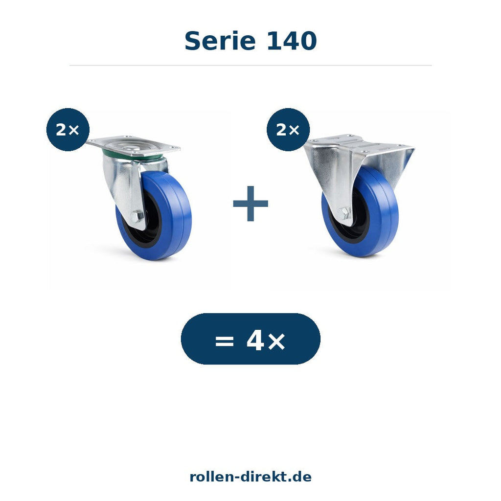 Rollensatz 2 Lenkrollen + 2 Bockrollen, Serie 140