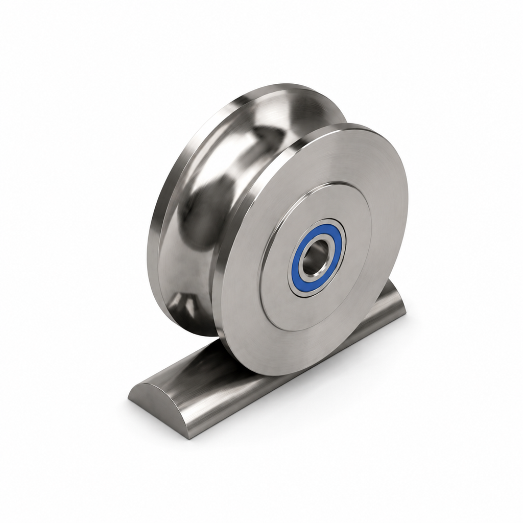 U-profile roller stainless steel 1.4301 Ø150 mm for 1 1/2" / 38,1 mm Rohr