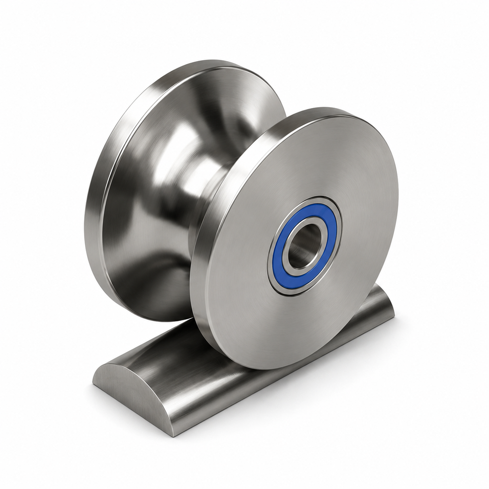 U-profile roller stainless steel 1.4301 Ø250 mm for 3" / 76,2 mm Rohr
