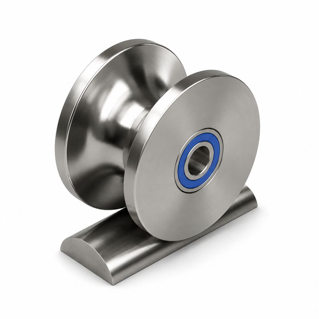 U-profile roller stainless steel 1.4301 Ø250 mm for 3" / 76,2 mm Rohr