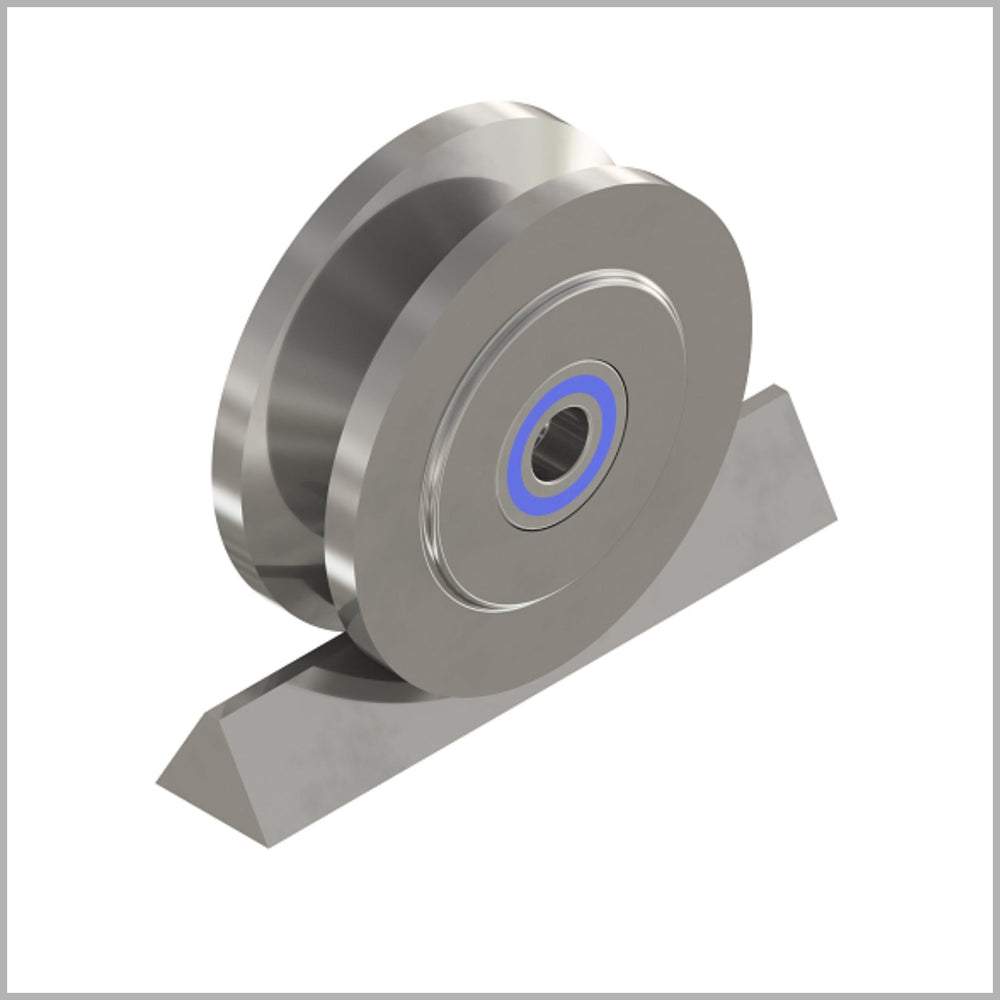 V-Nut 90° / 18 mm guide roller for Winkelschienen made of stainless steel 1.4301 / 1.4301 – Ø 100 mm, Kugellager – DSPV-9743K/100/24/18