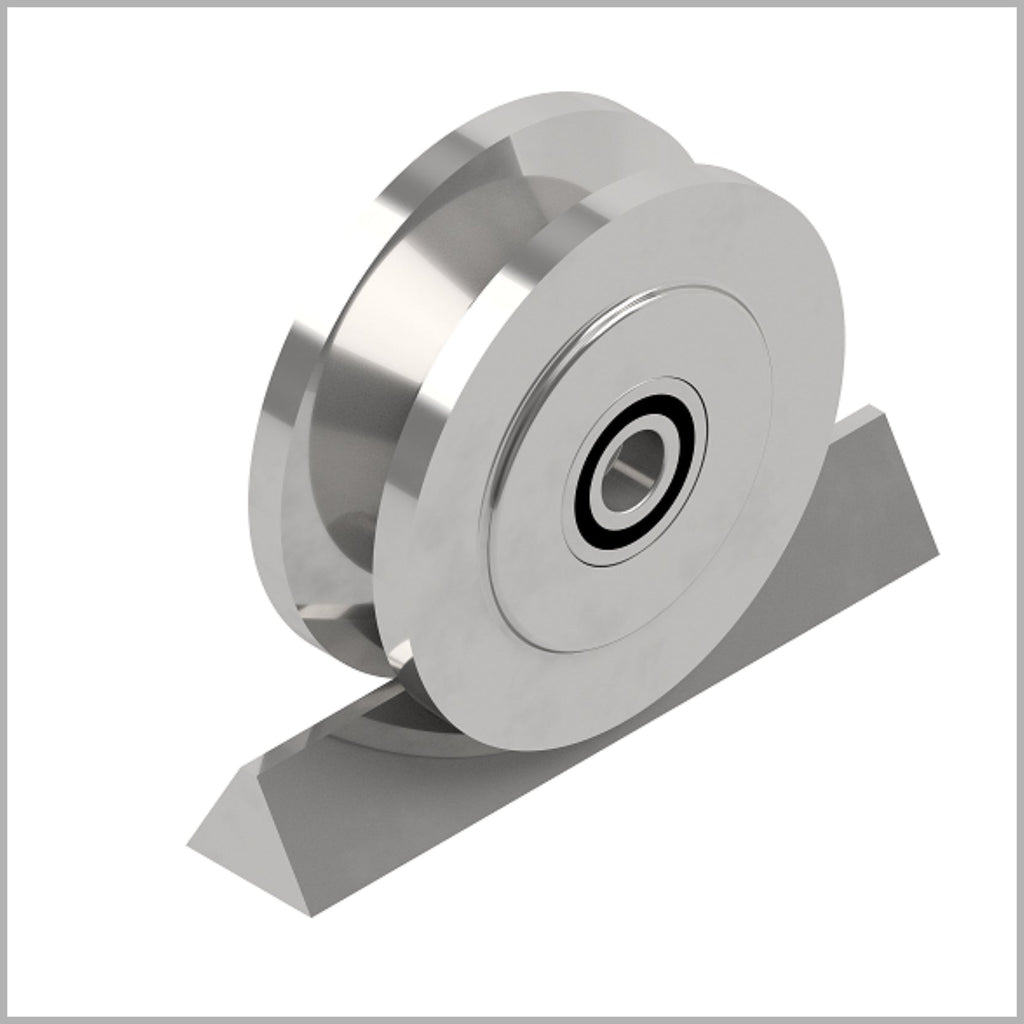 V-Nut 90° / 12 mm guide roller for Winkelschienen made of steel blank – Ø 50 mm, Kugellager – DSPV-9620K/050/18/12