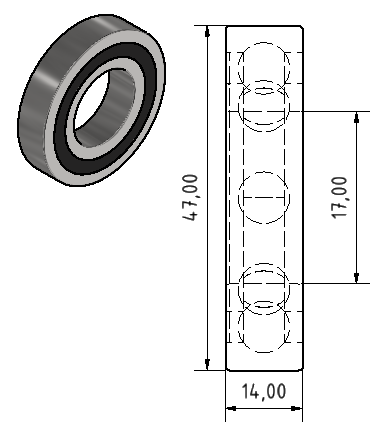 6303 2RS 17 x 47 x 14 mm Rillenkugellager