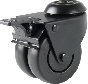 50 mm - Black double swivel castor with bolt hole and brake
