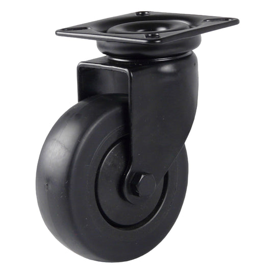 75 mm - Black swivel castor for furniture and interior
