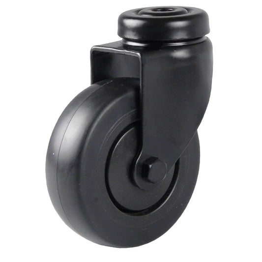 50 mm - Black swivel castor with bolt hole